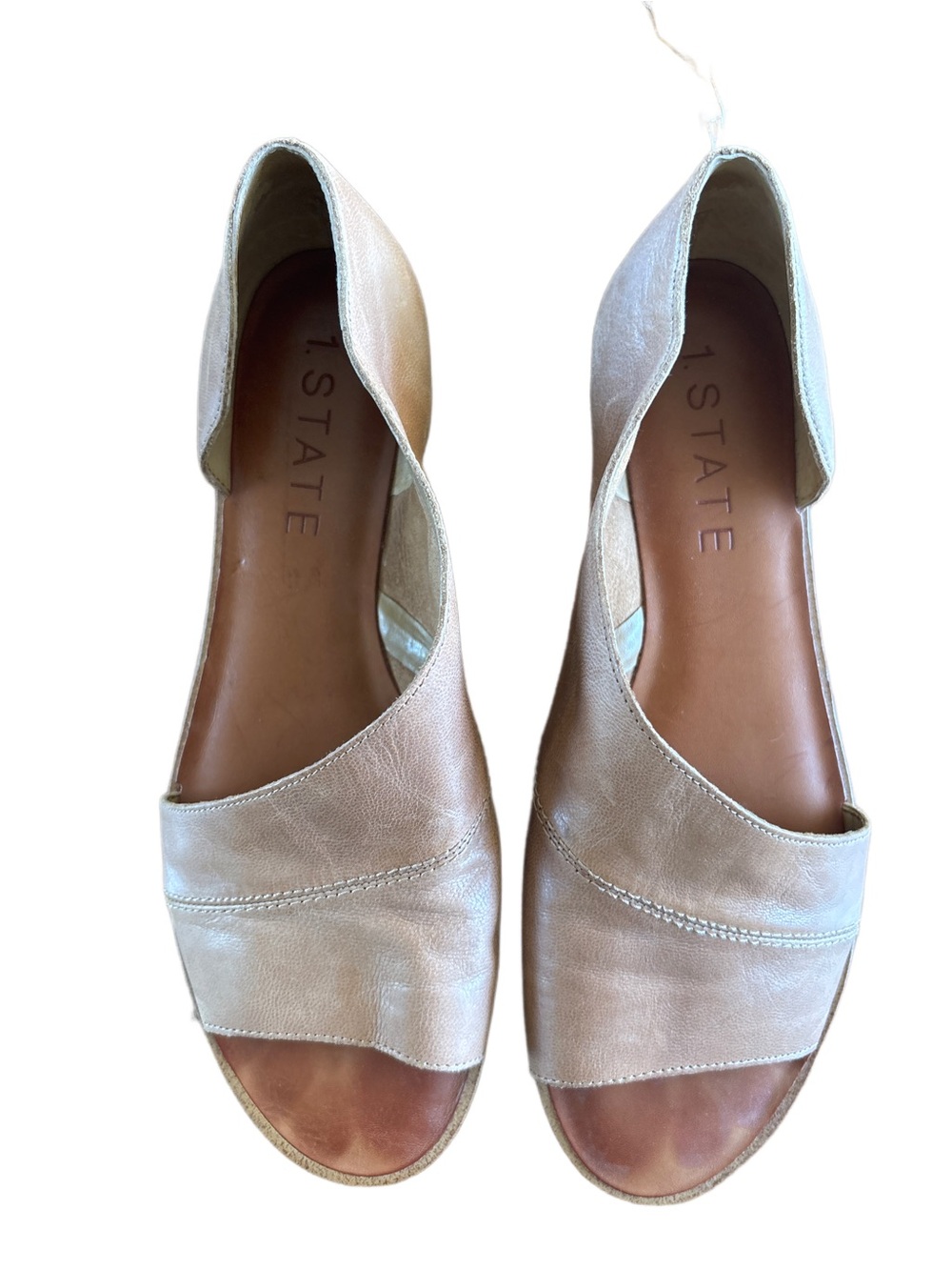 1. State Beige Open-Toe Calvin Leather Flats